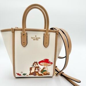 Kate Spade Cream and Tan Tote with Cartoon Design